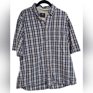 Wrangler Men Top Navy&White Plaid Flannel Casual Shirt Size Large Button Down